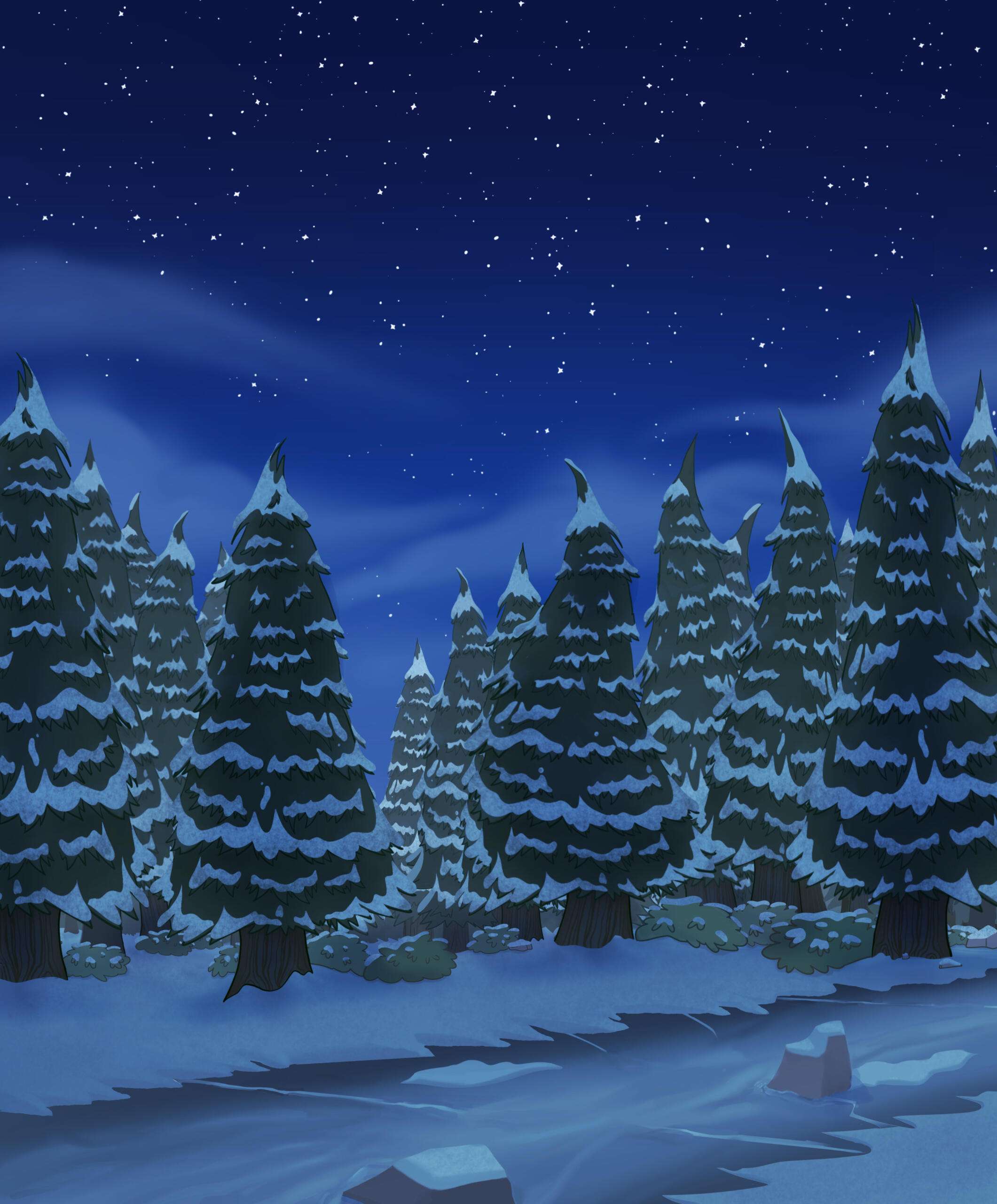 Aurora Forest Background Paint